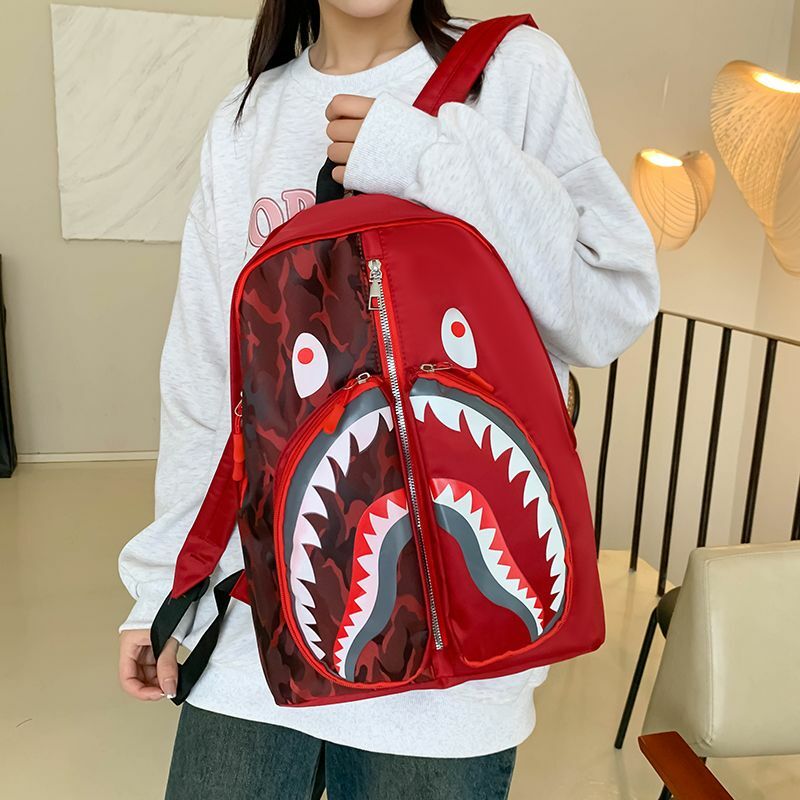 Mochilas escolares impermeáveis para estudantes, Anime Shark Print, bolsas de viagem, Punk Street Trend, mochila de ombro, 2023