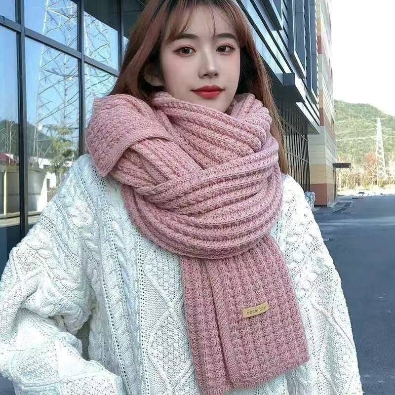 Korean Version Scarves In Autumn Winter Thickened Thermal Knitted Scarf Unisex Scarf Long Size Warmer Scarves Gift For Women Men