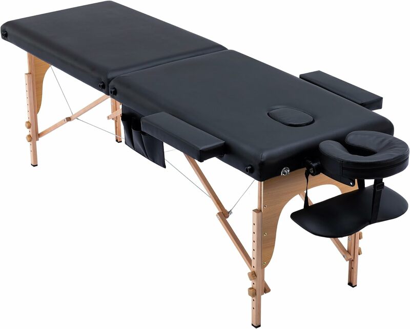Civama-Mesa de masaje portátil, cama de tatuaje plegable de 2 secciones, 29 libras, peso ligero, cuidado Facial, Spa, cama de pestañas, altura, Adj