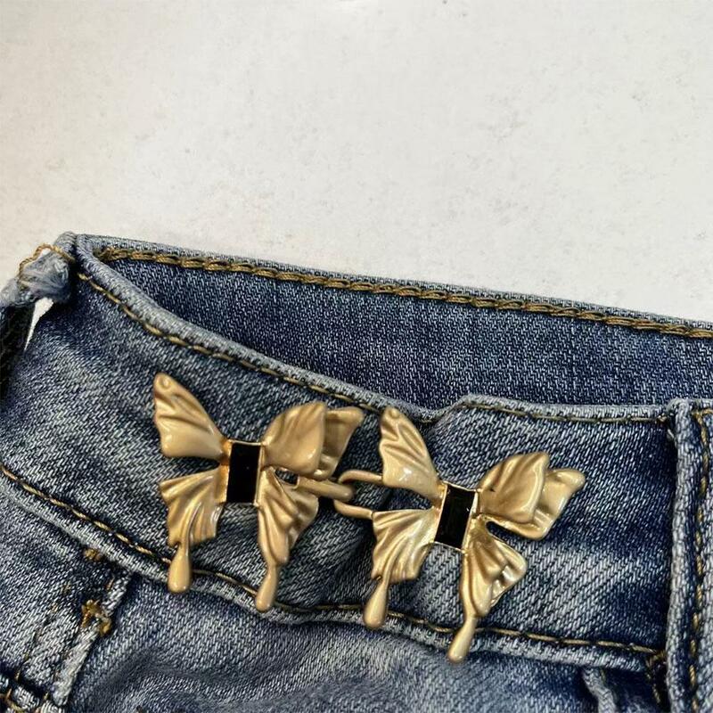 Adjustable Waist Tighting Pin Women Alloy Brooch Buckles Vintage Jeans Coat Pants Waist Button Pin Detachable Jean Button Pins