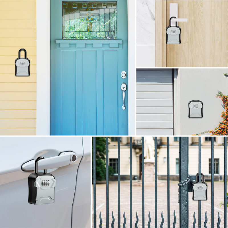 ORIA Key Lock Box 4 Digit Combination Key Storage Box Wall-Mounted Security Key Lock Box for Car, Home, Warehouse, Office