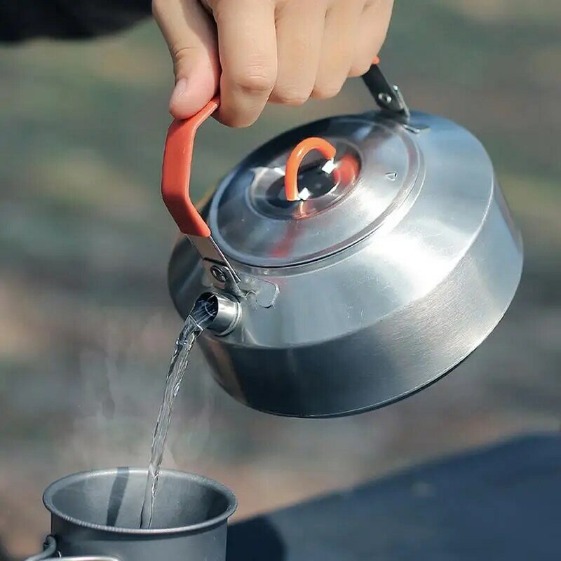 초경량 야외 캠핑 물 주전자, 스테인레스 스틸 티팟 커피 포트, 끓는 스토브, 여행 캠핑 주전자, 1.1 L, 1.6L