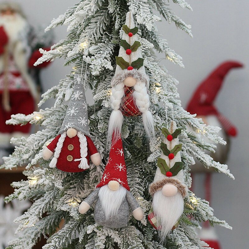 2023 Navidad Weihnachts dekoration Gnom gesichtslose Puppe Santa gestrickt Plüsch Weihnachts baum Ornament hängen Anhänger Home Party Spielzeug