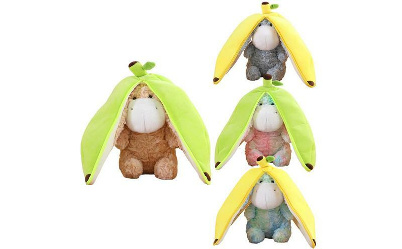 Asino peluche confortevole Design asino animale peluche per bambini durevole realistico peluche Banana asino con giocattoli lunghi dell'orecchio