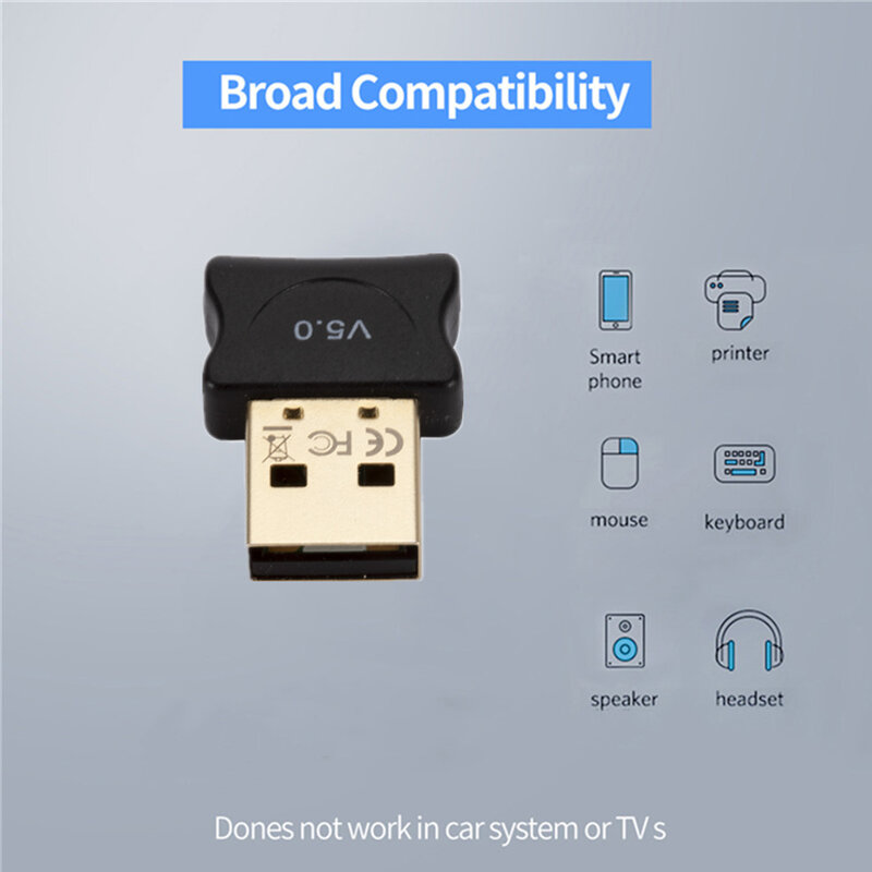 Adaptador USB Bluetooth 5,0, transmisor Bluetooth V5.0, receptor de Audio, Dongle, adaptador USB inalámbrico, para ordenador PC y portátil