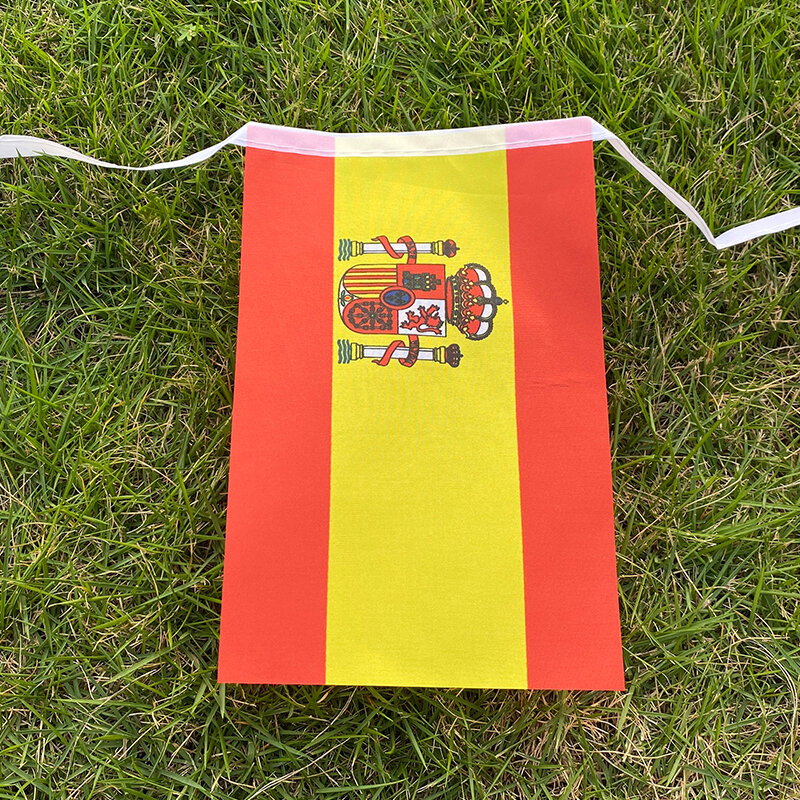 Aerlxemruff 20 Buah/Lot Bendera Bendera Spanyol 5M Bendera Bendera Spanyol Bendera Buntings Festival Pesta Liburan untuk Dekorasi