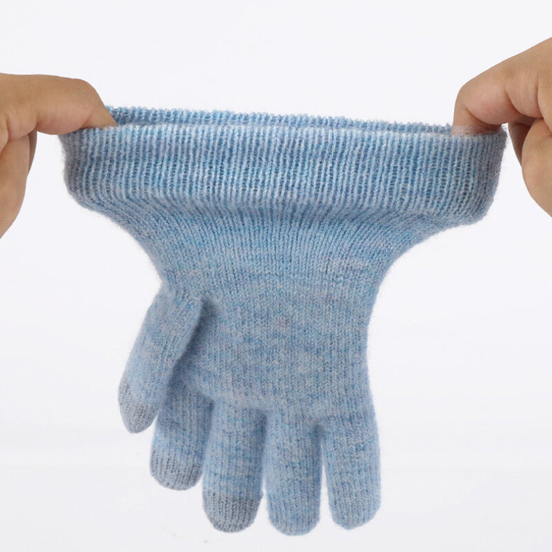 Mitaines souples en laine tricotée pour femme, nouveau modèle d'hiver avec écran tactile, treillis en cachemire, élastique, mignon