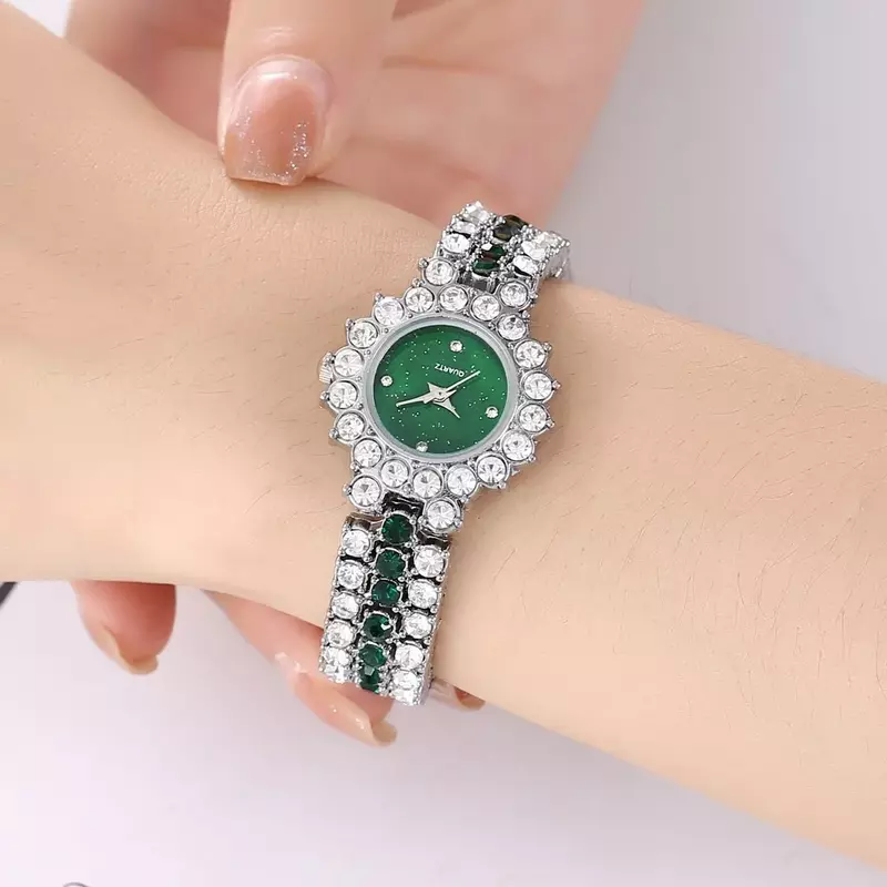 Nova moda explosiva completo diamante mulheres pulseira relógio de quartzo
