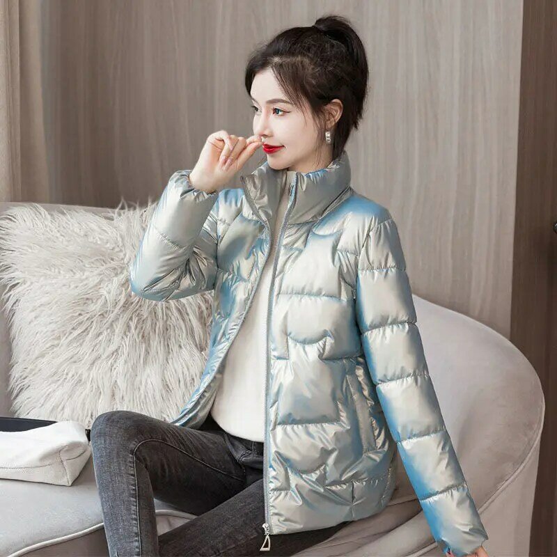 Зимние женские парки с воротником-стойкой, укороченное Женское пальто в Корейском стиле, стильная теплая плотная однотонная универсальная Повседневная Шикарная парка для отдыха