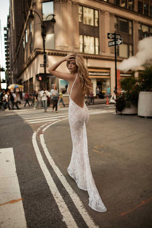 Элегантное белое кружевное свадебное платье подружки невесты, модное облегающее вечернее платье на бретельках, сексуальное прозрачное женское платье с открытой спиной