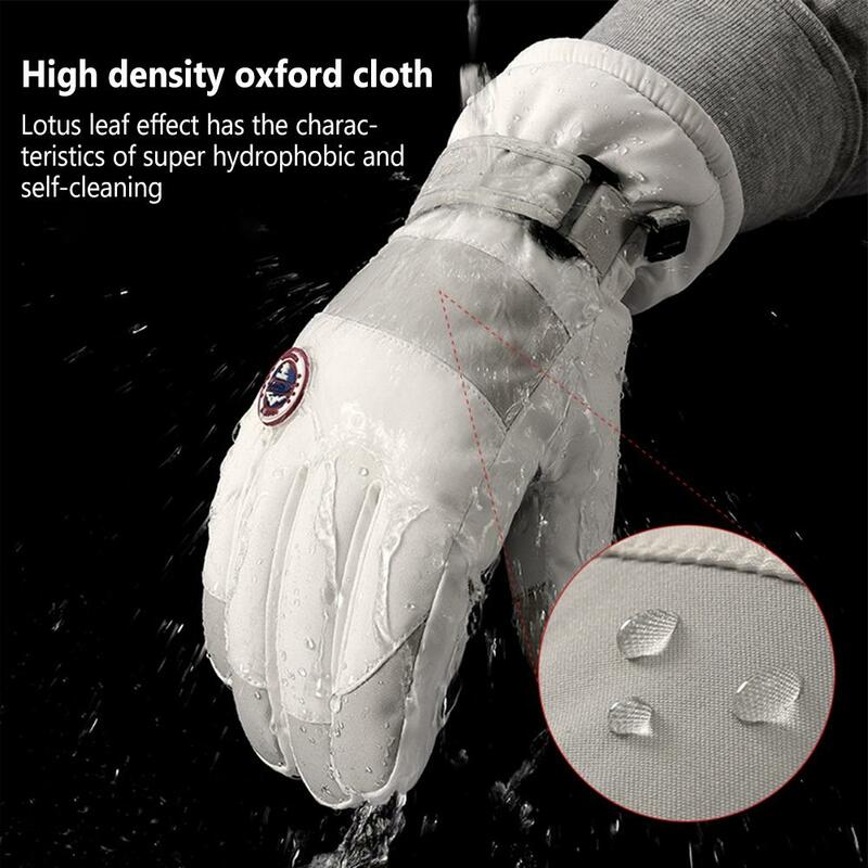 1 Pair Winter Ski Gloves Outdoor Riding Waterproof Non-slip Wear-resistant Touch Screen Warm Gloves