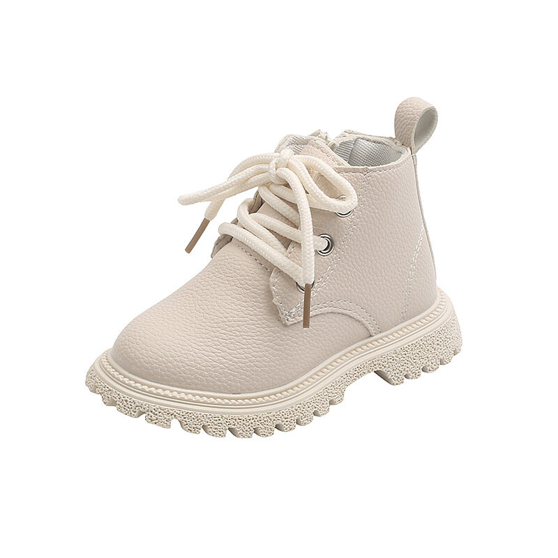 Sepatu bot kulit anak laki-laki perempuan, sneaker Ankle karet anti slip, tahan air musim gugur dan dingin 2023