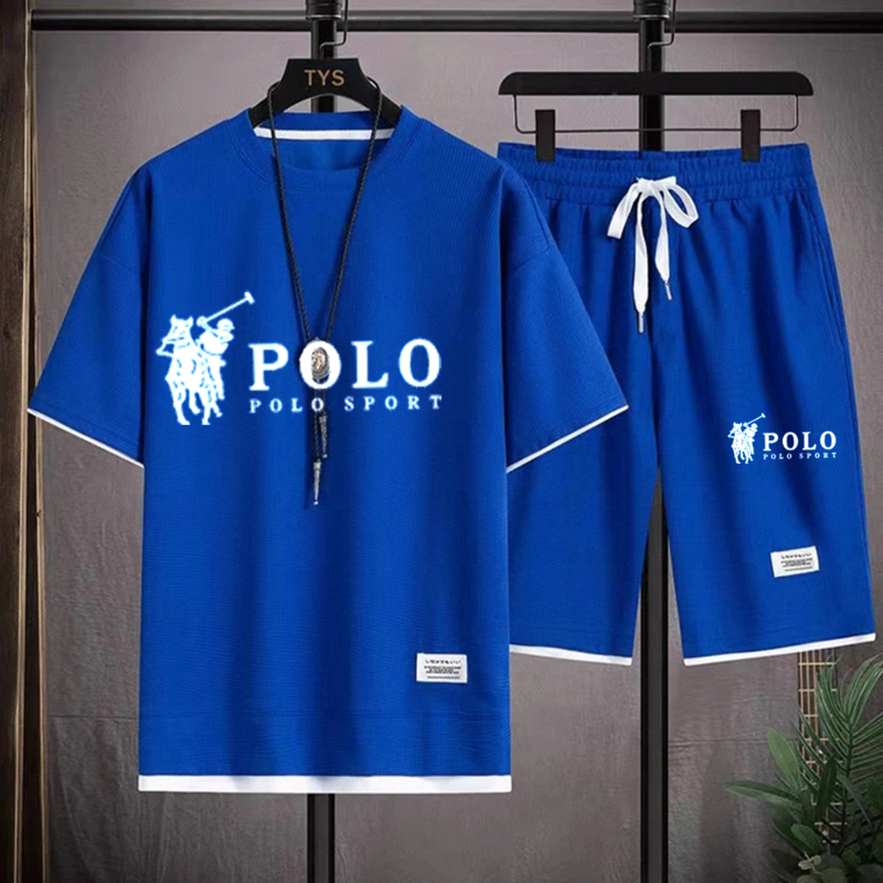 男性用デジタルプリントTシャツとパンツセット,スポーツとレジャー用のハニカム印刷のセット