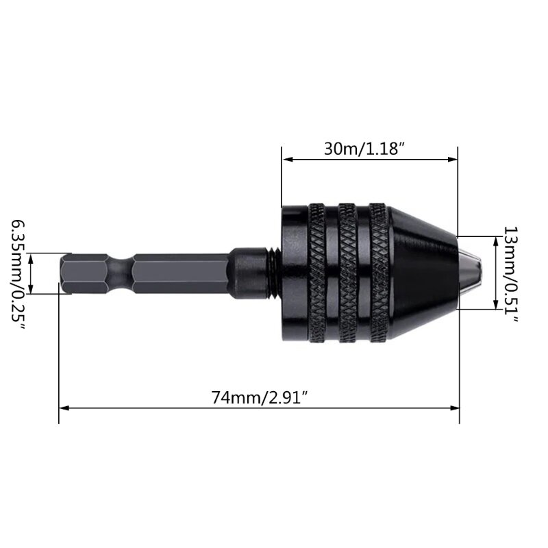 652F Hexagonal Handle Three Jaw Twist Drill Chuck Quick Change 0.3 6.5mm Grip for Electric Grinding Tool