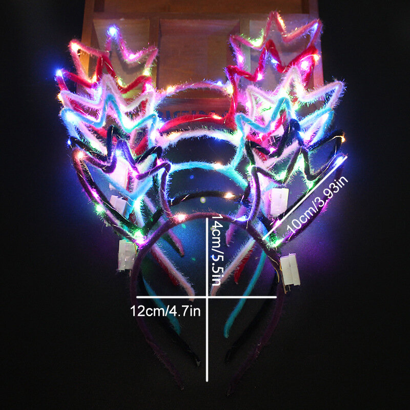Diadema LED de 10 Uds para el pelo para adultos, diadema luminosa de luces para orejas, regalo de accesorios para Cosplay