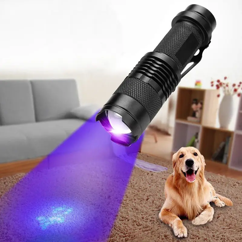 Led UV Flashlight Portable 395nm Blacklight Ultraviolet Detection Zoomable Torch Pet Urine Stain Nail Enhancement Detection Lamp
