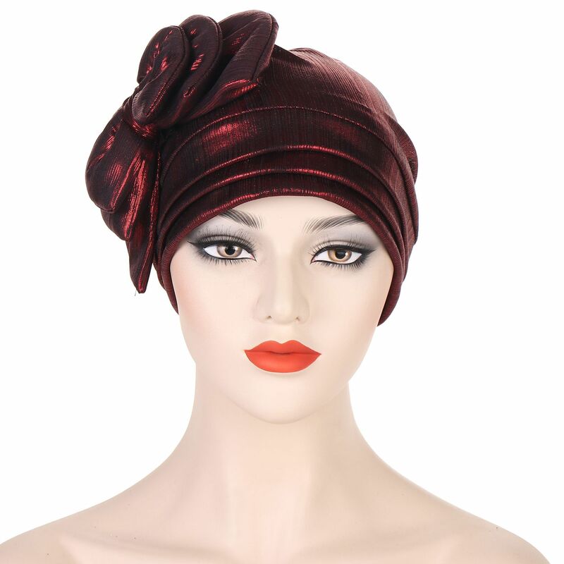 Topi Afrika 2023 mode gaya Afrika Wanita warna Solid poliester ikat kepala topi Afrika