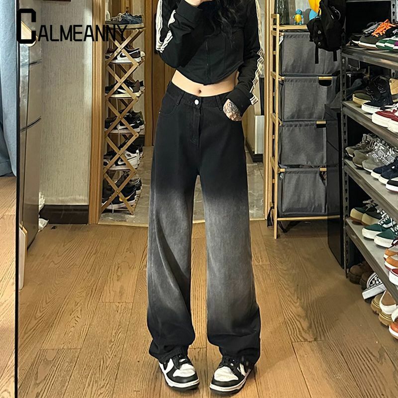Frauen Jeans koreanische Ausgabe lässig lose Vintage Streetwear y2k neuen Stil hohe Taille gerade weites Bein Hosen Jeans hose Trend