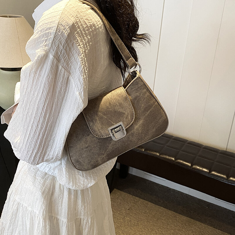 Torby siodło skórzane Pu dla kobiet 2024 modne małe jednokolorowe torby Crossbody kobieca torba na ramię proste torebki i portmonetki