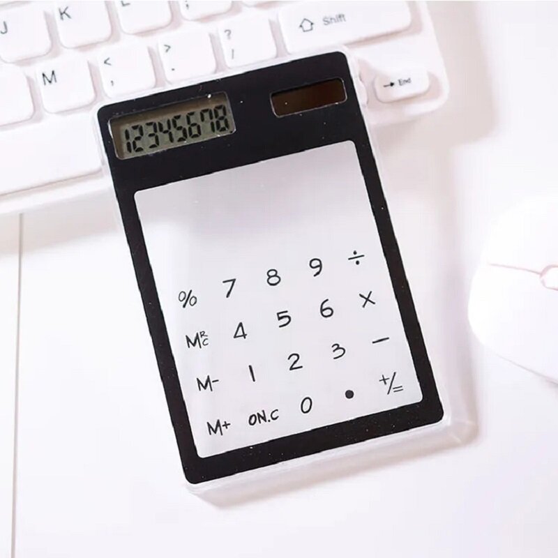 Прозрачный мини-калькулятор на солнечной батарее, Электрический тачпад для офиса, школьника, детей, подарок