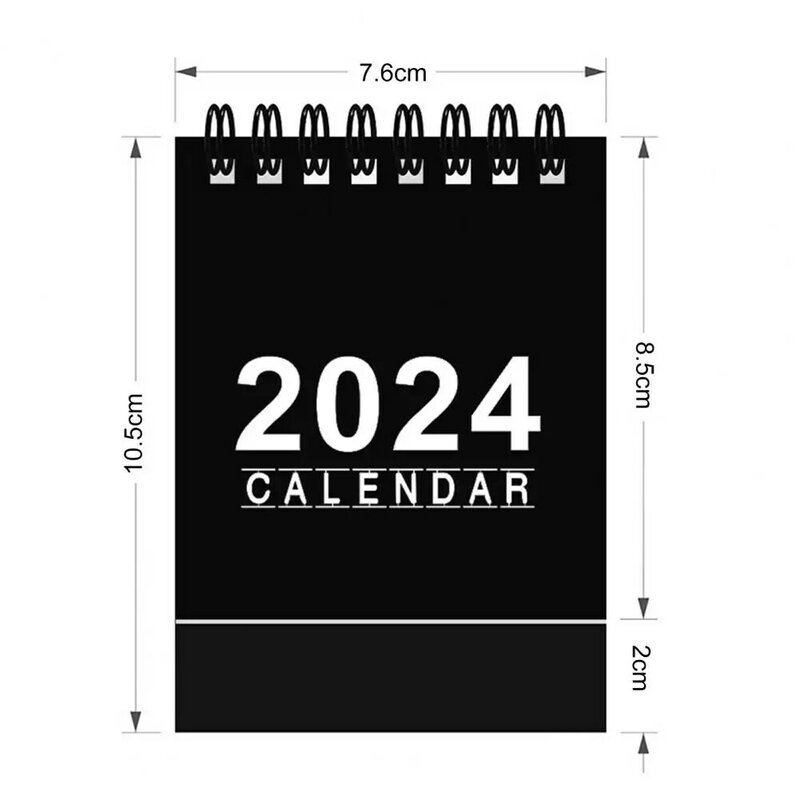 Mini calendario da tavolo 2024 Mini calendario da tavolo inglese pianificatore mensile portatile per la scuola dell'home Office con doppio filo