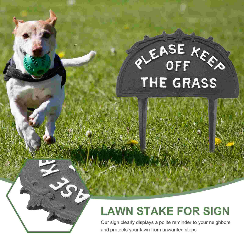 Emblemas Keep Off Grass Lawn Signs, marcador con estaca, estaca europea y americana para advertencia, Metal de hierro