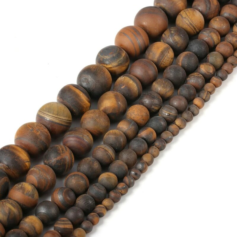 200PCS Matte Yellow Tiger's Eye 8MM Round Beads for DIY Making Jewelry Necklace Energy Healing Unpolished Gemstone Loose Crystal