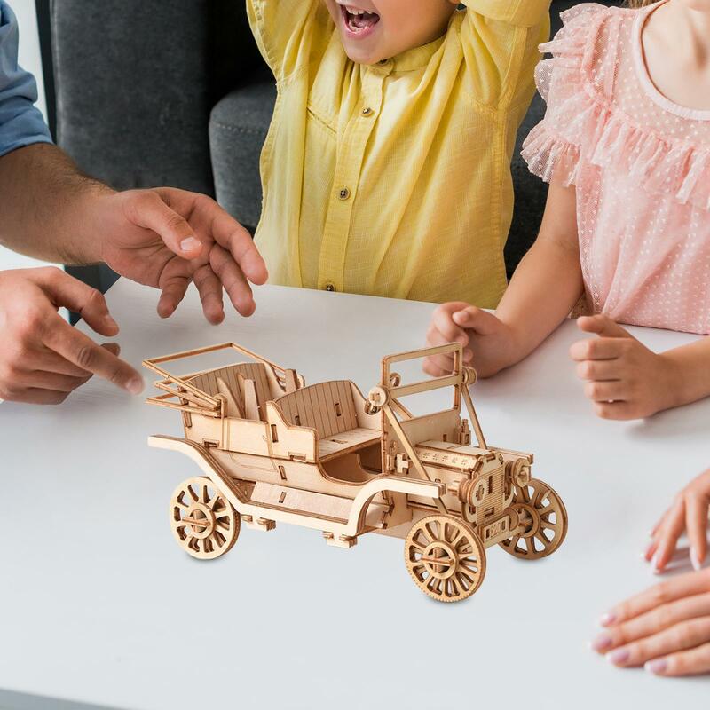 لغز سيارة كلاسيكي خشبي ثلاثي الأبعاد للبالغين والأطفال ، ألعاب بانوراما ، خمر ، هدية عيد ميلاد ، ديكور الغرفة ، عطلة