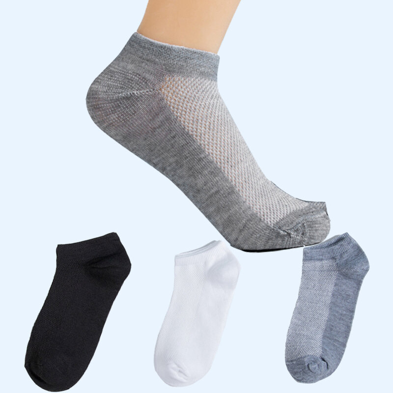 Calcetines tobilleros invisibles para hombre y mujer, calcetín de malla delgada, transpirable, medias de Color sólido, para primavera y verano, 10 pares/lote