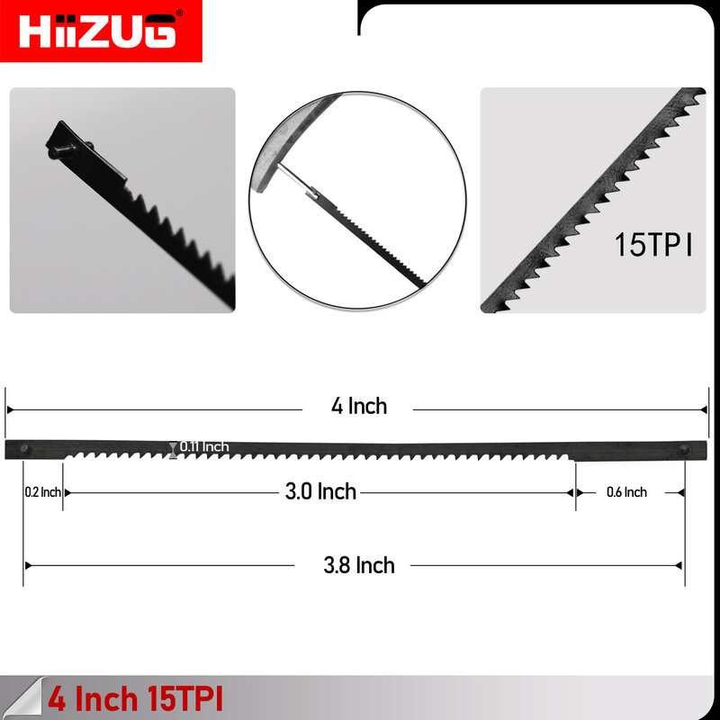 Scroll Blade Pin End para Dremel Moto-Saw, Pin End, 4 ", 105mm, 15 TPI, apto para MS20, MS20-01, MS51-01, MS52-01, MS53-01, 12 Pack