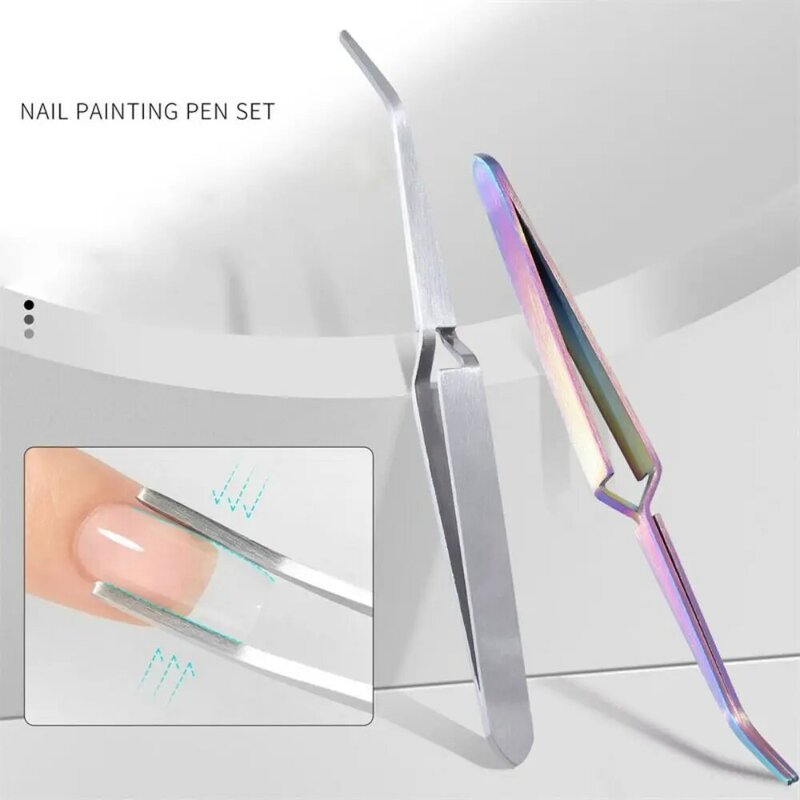 Professional Nail Art Tweezers Stainless Steel Manicure Shaping Clip Manicure Tools Colorful Extension Nail Tool