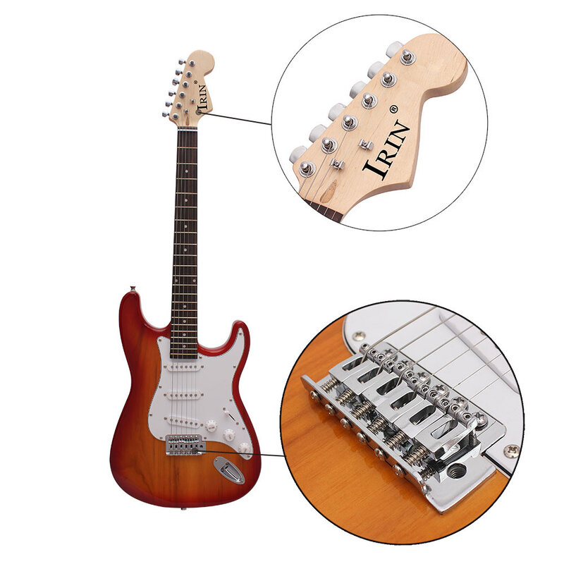 Gitar listrik ST 39 inci 21 fret 6 senar badan Basswood leher gitar Maple dengan tas Speaker suku cadang & Aksesori Gitar