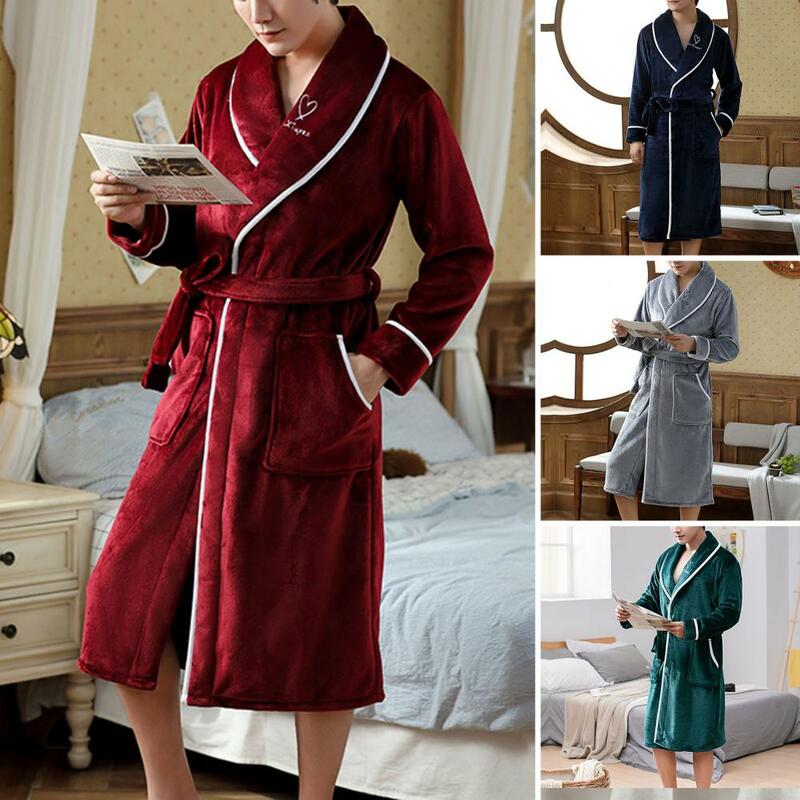 Peignoir avec poche pour homme, pyjama super doux, vêtements de nuit d'hiver, confortable, confortable, maison, couple