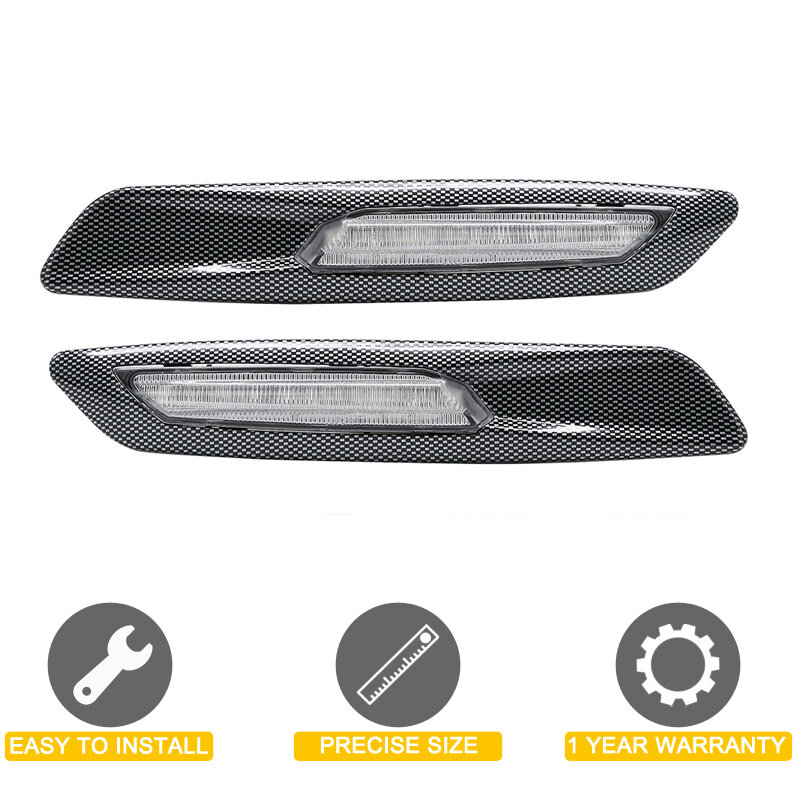 3D 카본 마감 셸 LED 사이드 펜더 마커 램프 위치 표시등이있는 방향 지시등 BMW E82 E88 E90 E91 E92 E93 E93 E60 E61