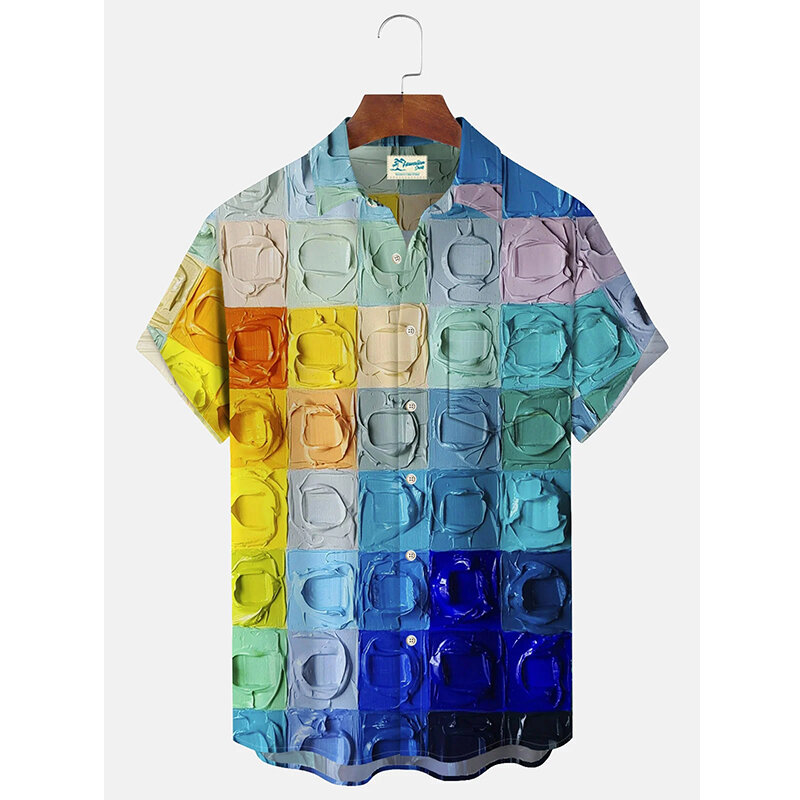 Herren Designer Kleidung Plaid 3D-Druck Shirt übergroße Sommer 2024 Reise Hawaii Strand Hawaii Harajuku Knöpfe Camisa Masculino