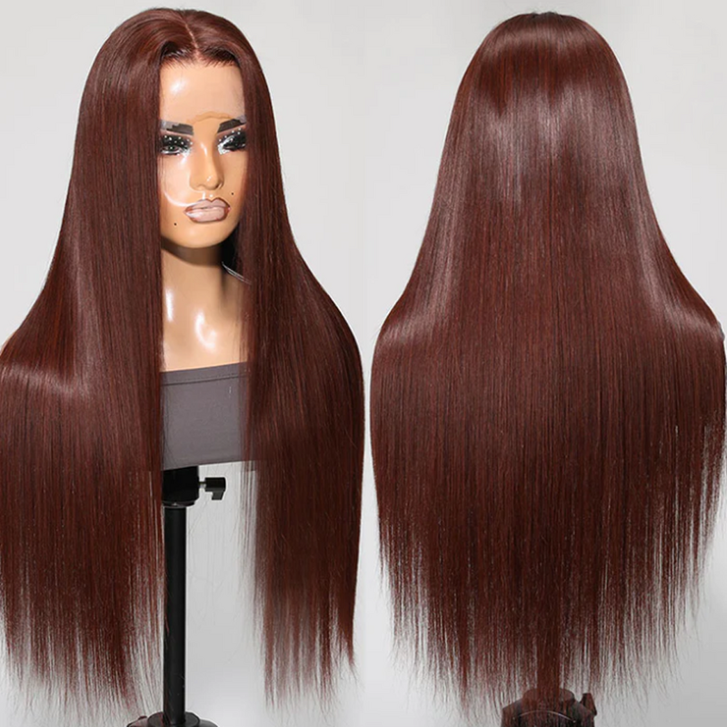 Soft 26inch 180Density Long Dark Brown Silky Straight Lace Front Wig For Women Babyhair Preplucked Heat Resistant Glueless