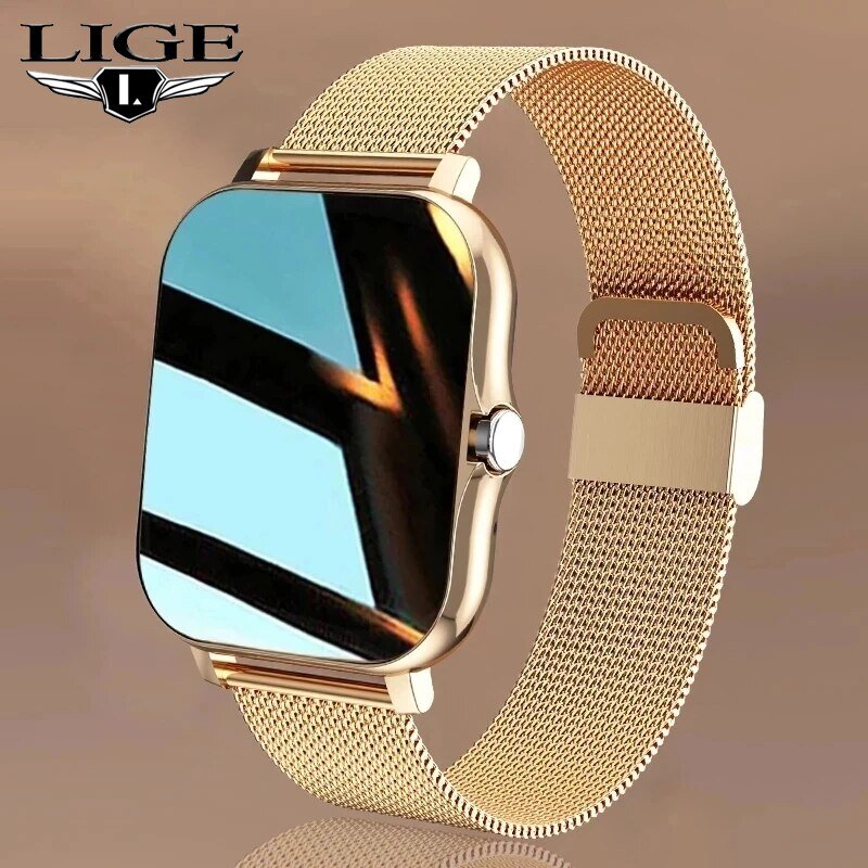 LIGE 2024 inteligentny zegarek dla mężczyzn kobiety prezent w pełni dotykowy ekran sportowe zegarki fitness połączenia Bluetooth cyfrowy Smartwatch zegarek na rękę