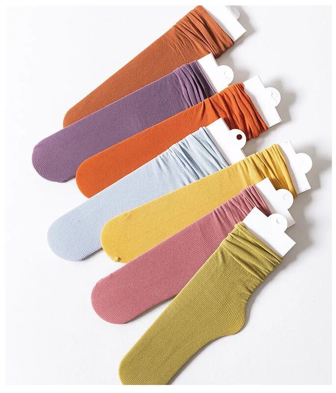 Thin Loose Pairs Women Socks Ice 1 Calf Length Knee Socks Summer Nylon Soft Socks Japanese Fashion College Style Solid Color