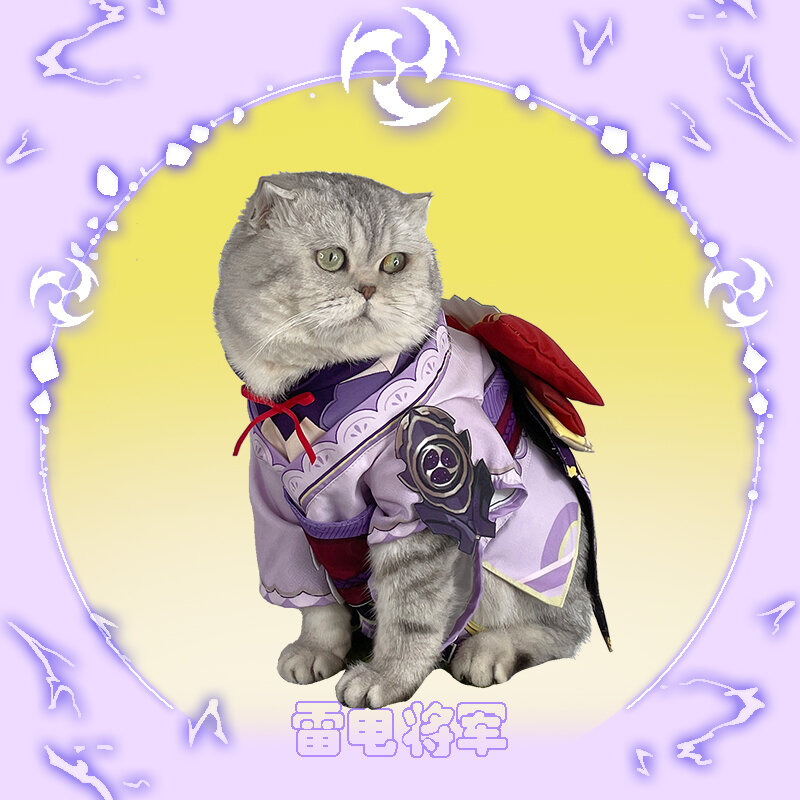 Anime Genshin Impact Raiden Shogun niedlichen kleinen Katze Kleidung Mantel Kostüm nehmen Foto Requisiten Hund Zubehör Cosplay Haustier liefert