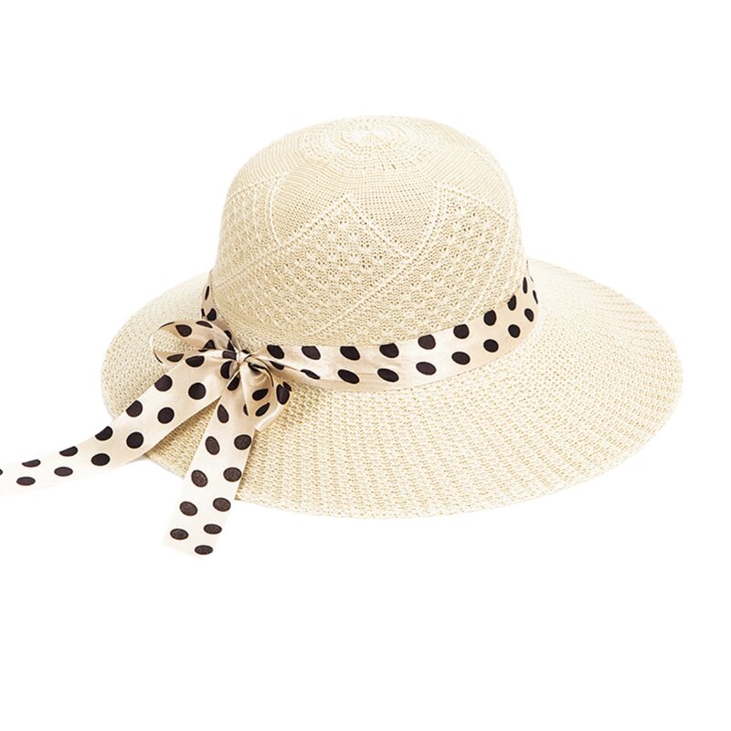 Letnia kokardka, miękki kapelusz przeciwsłoneczny kobiety z szerokim rondem kapelusz na plażę dziewczęce nadmorskie podróże składany kapelusz słomkowy z filtrem przeciwsłonecznym