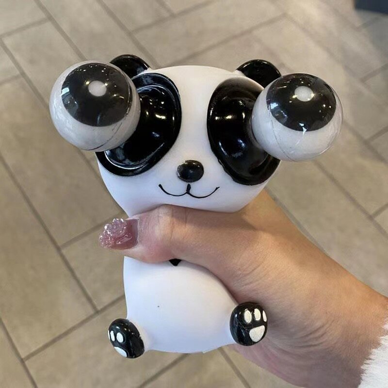 Funny Squeeze Panda Toys Eyeball Burst Squeeze Pinch Toys Kids Adults Stress Relief Toy Gifts Rotatable Eyes Decompression Toy