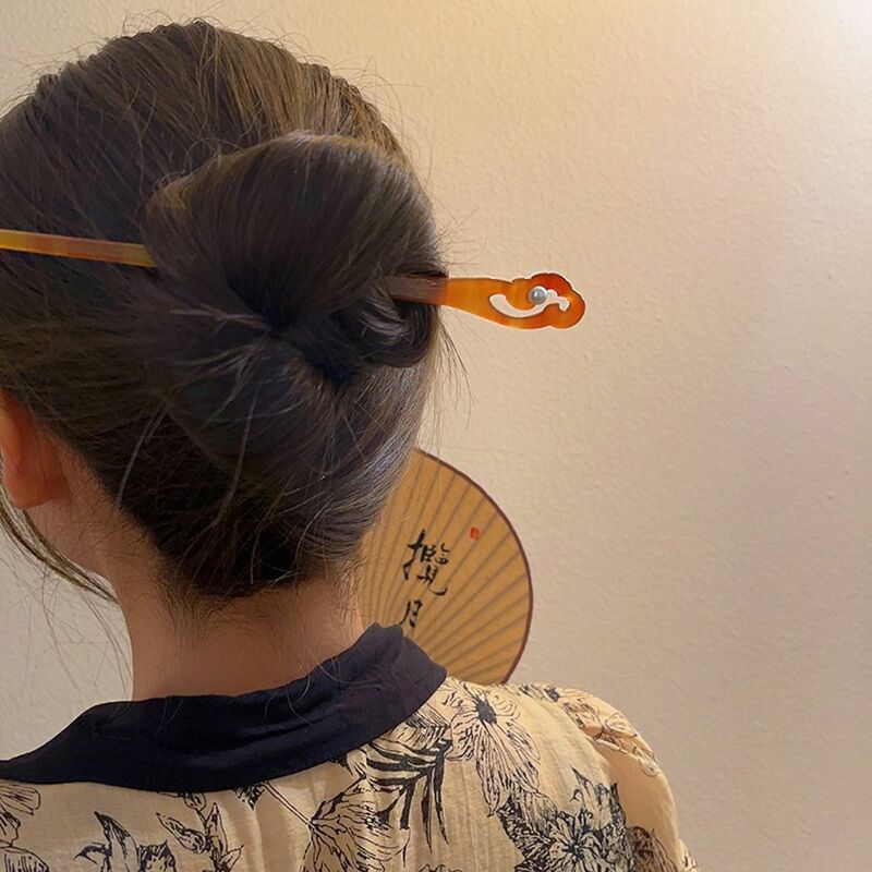 Estilo chinês Borboleta Hairpin, Caligrafia Hair Stick, Borla Resina Fecho, Pingente Redondo, Hanfu Ornamento, Jóias Da Moda
