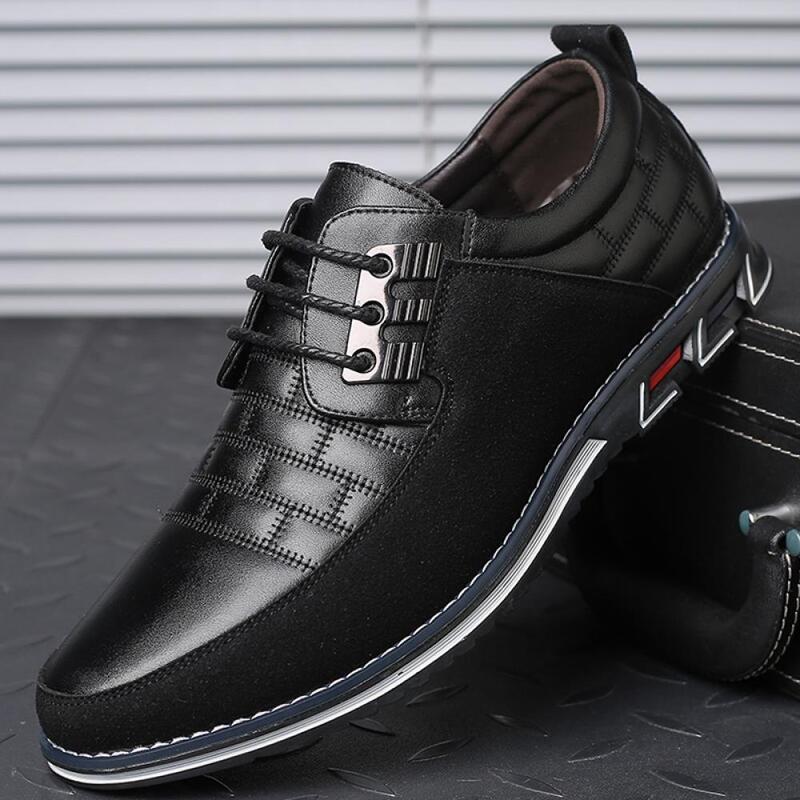 Chaussures décontractées en cuir PU pour hommes, chaussures d'affaires respirantes, chaussures à lacets classiques, noir, grande taille, marque de mode, offre spéciale