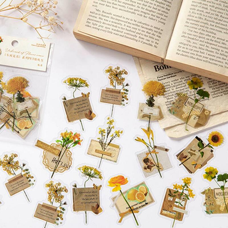 Decalques temáticos vintage para Scrapbooking, Design Floral exclusivo, Flower Stickers Set para DIY