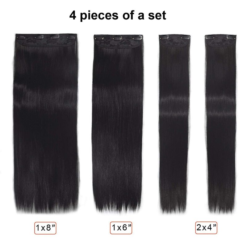 Klip lurus di rambut dengan ekstensi rambut ekor kuda untuk wanita sintetis 5Set berpikir klip dalam ekstensi rambut untuk penggunaan kepala penuh