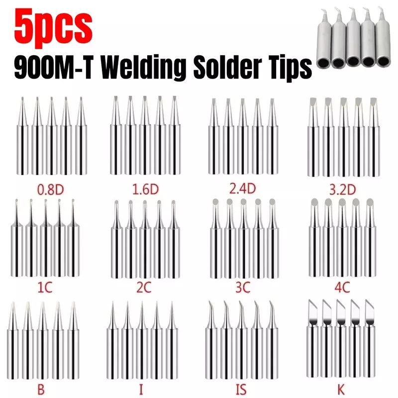 5 Stuks 900M-T Pure Coppe Soldeerbout Tips Is/I/B/K/SK-2.4D/3.2d/1c/2c/3c/4c Loodvrij Lassen Tips Kop Soldeergereedschap