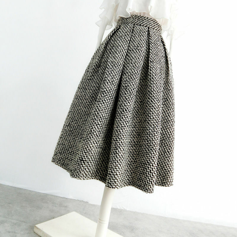 2023 New Autumn and Winter Fashion Thousand Bird Checker Half Skirt Temperament Commuter Women's High Waist Poached Skirt