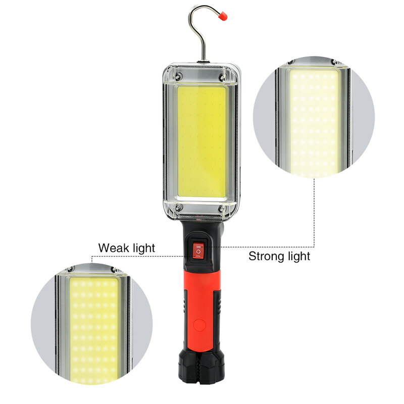 LED ضوء العمل مصباح محمول هوك المغناطيس التخييم مصباح عالية منخفضة COB USB قابلة للشحن 18650 مصباح يدوي الشعلة العمل مقاوم للماء