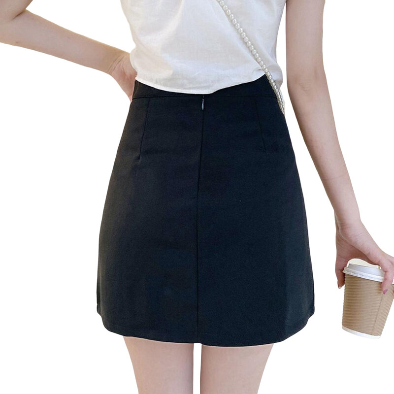 Stretchy Slim-Fit Rok Voor Dames Zwart Slank Korte Rok Sexy Minirok Aan De Zijkant Voor Feestkleding