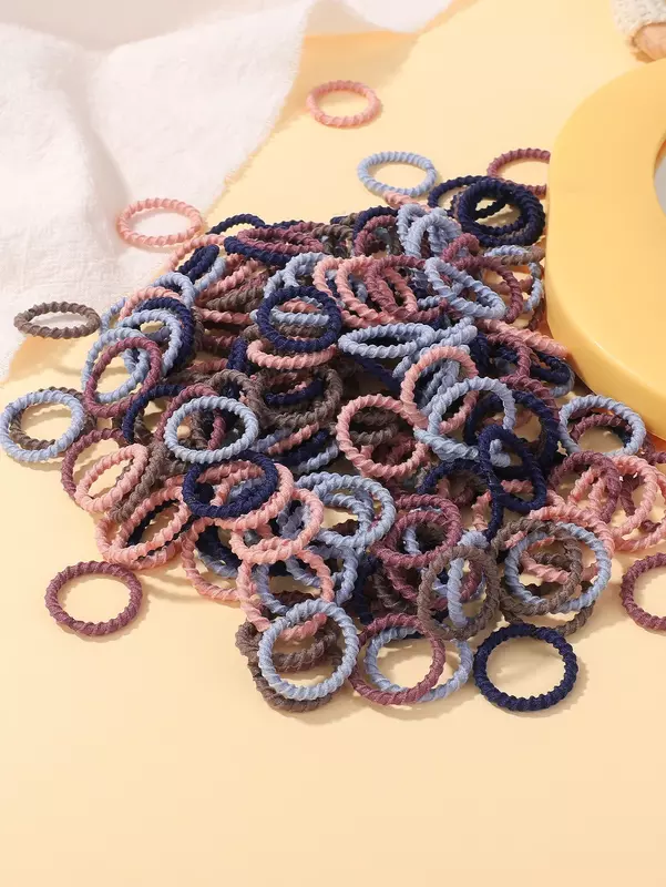 100pcs Baby 2cm Colorful Rubber Band Does Not Hurt The Hair Small Thumb Ring High Elastic Thread Toddler Kids Scrunchies Set